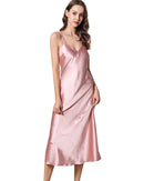 Satin V-Neck Long Slip Nightgown