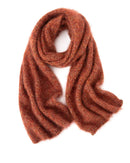 Soft cashmere knit scarf with textured knit surface and finished edges, a warm fall-winter accessory for everyday wear over coats, jackets and sweaters.