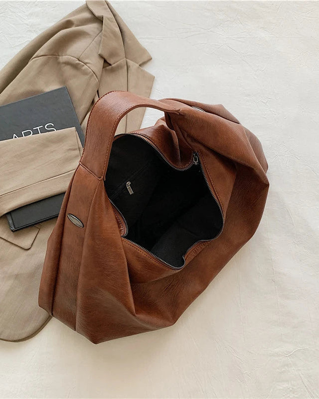 Soft Leather Hobo Shoulder Tote
