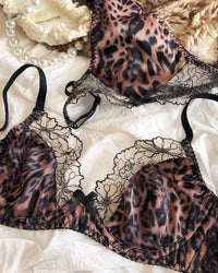 Ultra-Thin Sexy Satin Lace Patchwork Bra Set