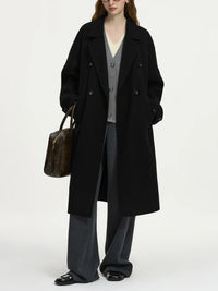 100% Wool Double Sides Tweed Long Coat