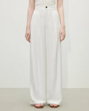 Linen Blend High-Waist Wide-Leg Pants