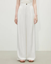 Linen Blend High-Waist Wide-Leg Pants