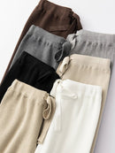 Ribbed Knitted Wide Leg Wool Pants