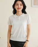 Soft Knit Polo Collar Top