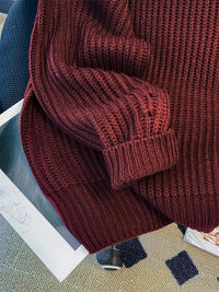 Round-Neck Oversized Knitted Pullover