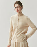 Cashmere Reversible Turtleneck Cardigan Sweater