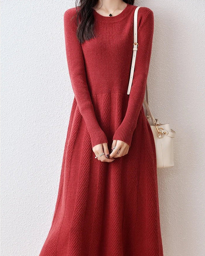 Merino Wool Knitted Sweater Dress