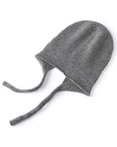 Merino Wool Striped Drawstring Pullover Ski Ear-Flap Hat