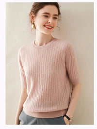 100% Cashmere Short Sleeve Pullover Sweatshirt