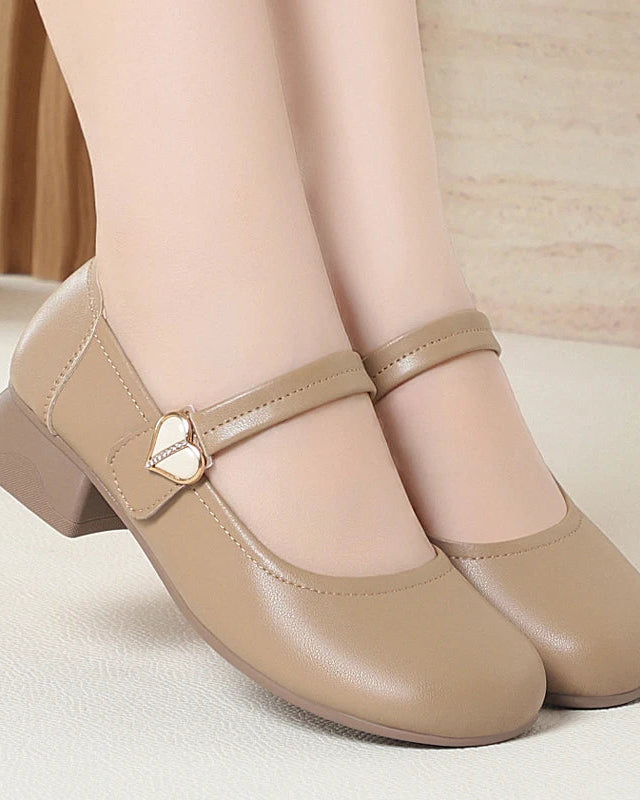 Women's Genuine Leather Mid-Heel Shoes