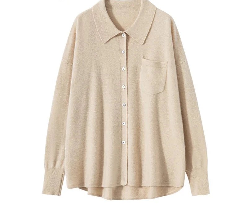 Cashmere Knitted Turn-down Collar Shirt