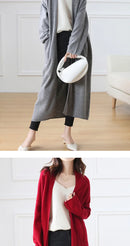 Open Front 100% Merino Wool Long Cardigan