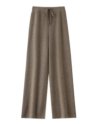 Wool Casual Drawstring Stretch Wide-Leg Pants
