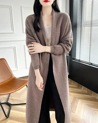 Loose-Fitting Long Wool Cardigan Sweater