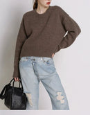 Wool Round Neck Cropped Sweater