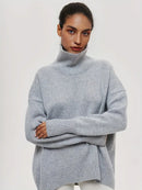 Oversized Solid Turtleneck Sweater