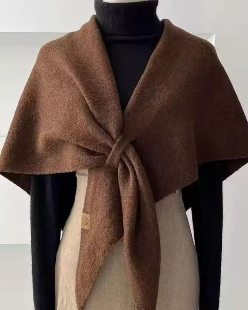 Wool Blend Oversized Triangle Wrap Shawl