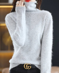 Pure Mink Cashmere Turtleneck Sweater