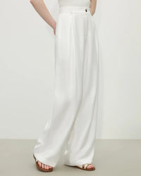 Linen Blend High-Waist Wide-Leg Pants