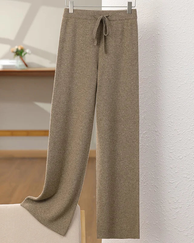 Merino Wool High-Waist Wide-Leg Trousers