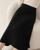 Merino Wool Pleated Midi Skirt