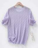 Cable-Knit Short-Sleeve Top