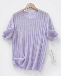 Cable-Knit Short-Sleeve Top