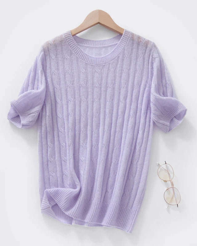 Cable-Knit Short-Sleeve Top