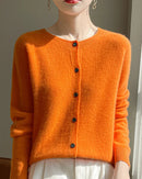 Merino Wool O-Neck Button Cardigan