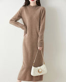 Merino Wool Mock Neck Knit Dress
