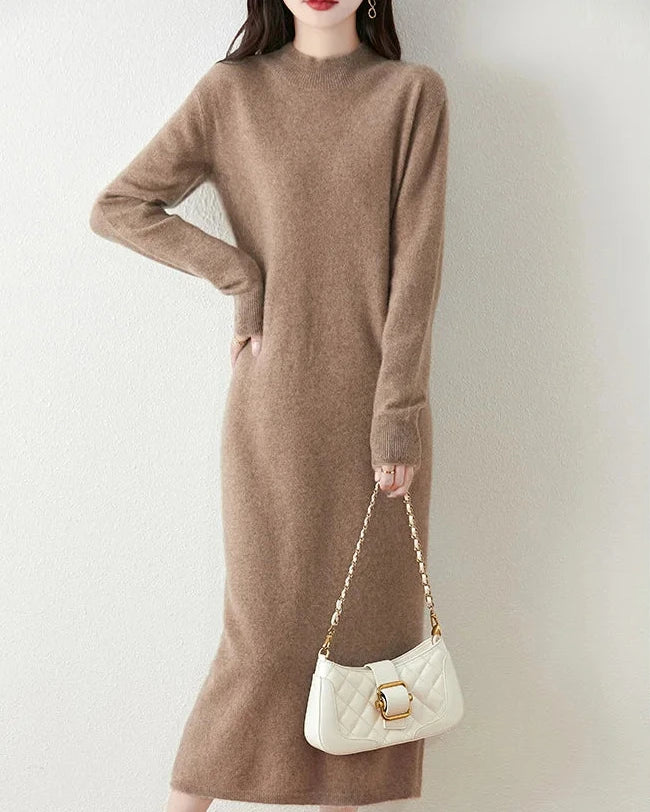 Merino Wool Mock Neck Knit Dress