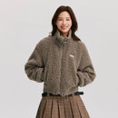 Short Height Stand-Up Collar Furry Jacket