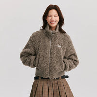 Short Height Stand-Up Collar Furry Jacket