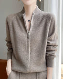 Raglan Merino Wool Zip Cardigan