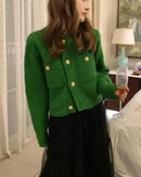 Women's Cropped Button Front Knit Cardigan