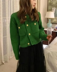 Women's Cropped Button Front Knit Cardigan