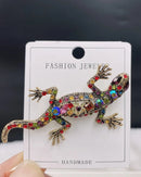 Colorful Crystal Lizard Brooch