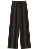 Wool Casual Drawstring Stretch Wide-Leg Pants