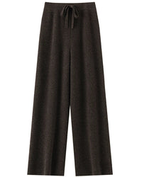 Wool Casual Drawstring Stretch Wide-Leg Pants