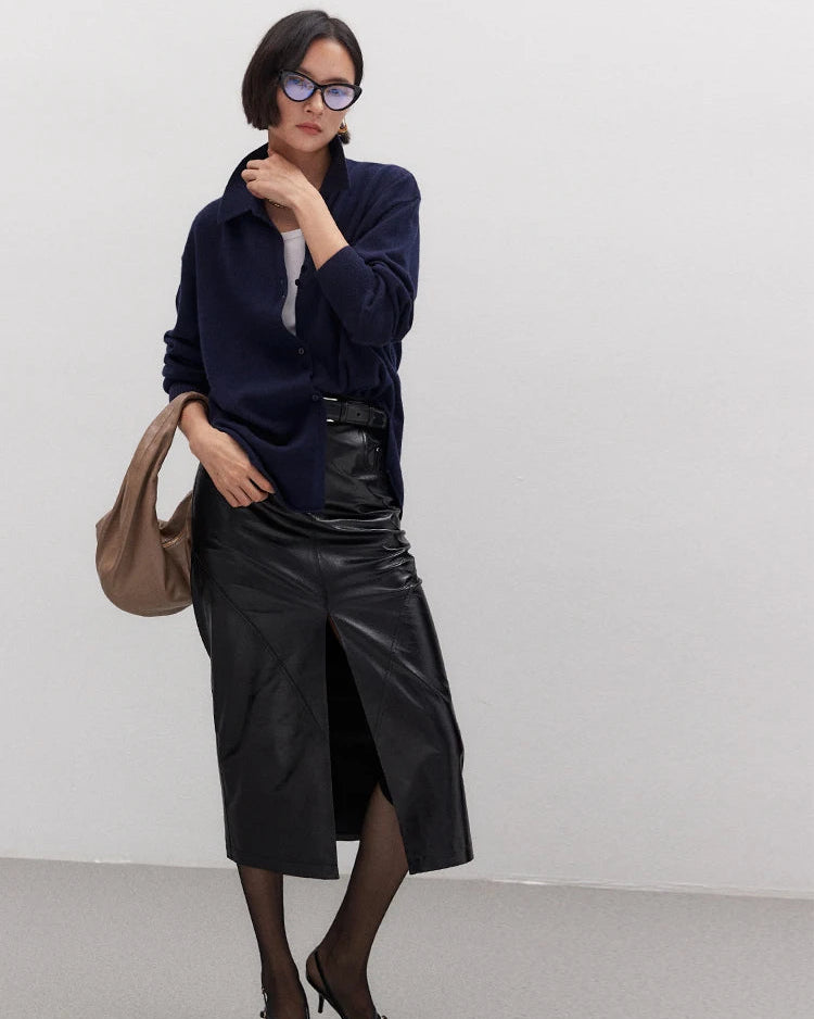 Loose-Fit Mid-Length Knitted Cardigan