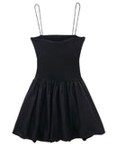 Stylish Pleated Patchwork Backless Mini Dress