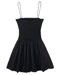 Stylish Pleated Patchwork Backless Mini Dress