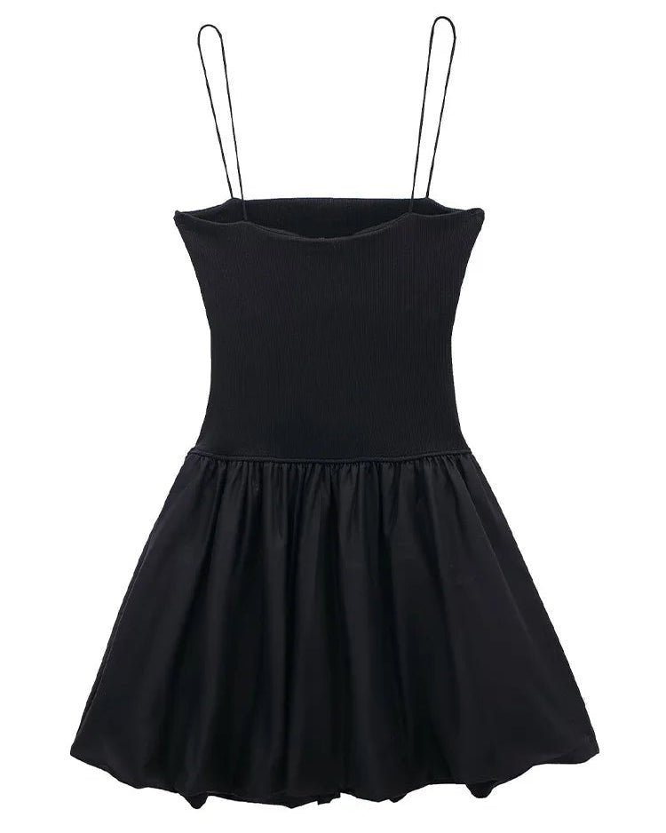 Stylish Pleated Patchwork Backless Mini Dress