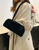 Faux Suede Bowling Shoulder Bag