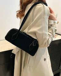 Faux Suede Bowling Shoulder Bag