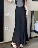 Satin High-Waist Midi Skirt