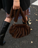Ruched Faux Fur Cloud Shoulder Bag