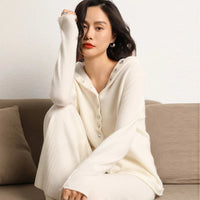 Cashmere Knitted Hooded Cardigan