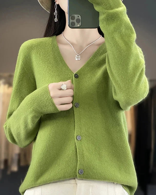 Merino Wool V-Neck Cardigan